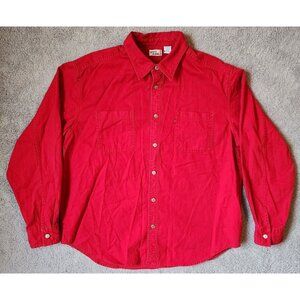 Levi's Jeans Red Denim Long Sleeve Metal Button Up Shirt Size XL Y2K 100% Cotton